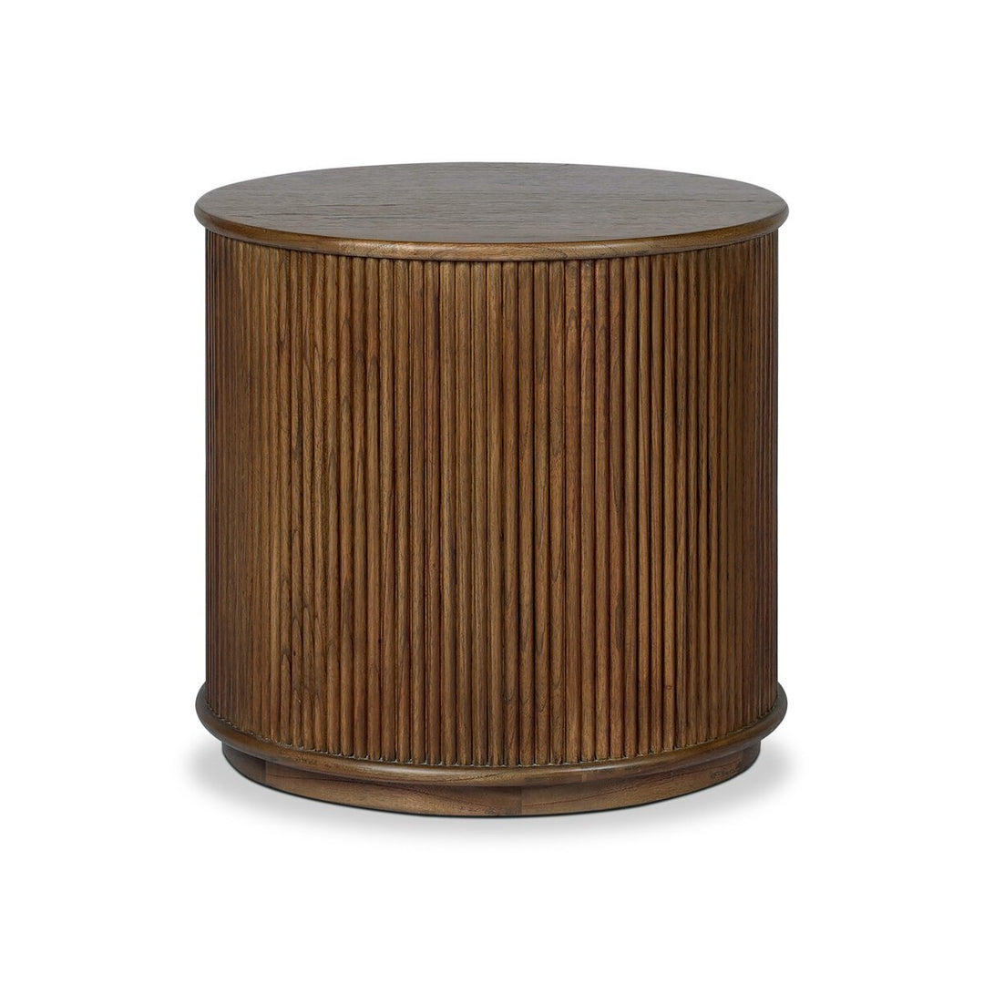 Ona End Table in Amber Mindi Veneer second detail view - Whats New Furniture Portland OR