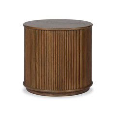 Ona End Table in Amber Mindi Veneer three-quarter studio view - Whats New Furniture Portland OR
