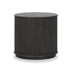Ona End Table in Smoked Black Mindi Veneer front studio view - Whats New Furniture Portland OR