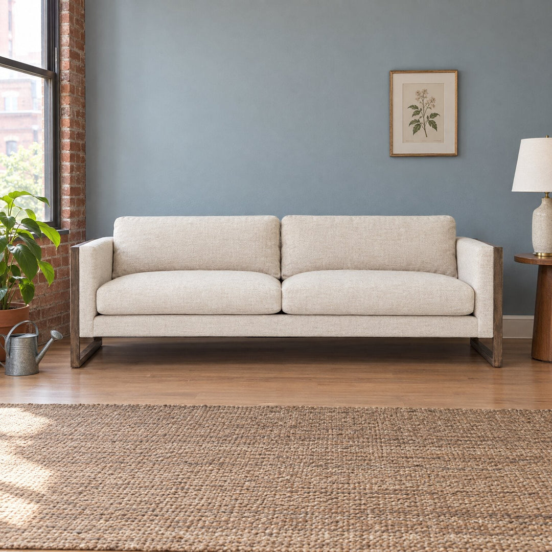 Otis Sofa in Thames Cream in a styled Portland living room - Whats New Furniture Portland OR