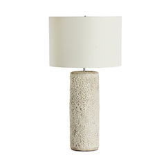 Ozer Table Lamp in Reactive White Glaze front studio view - Whats New Furniture Portland OR