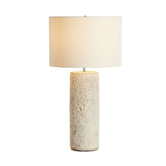 Ozer Table Lamp in Reactive White Glaze three-quarter studio view - Whats New Furniture Portland OR