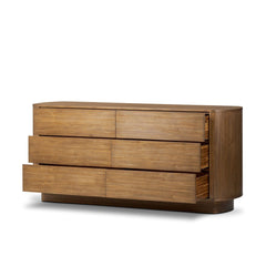 Paden 6 Drawer Dresser in Seasoned Brown Acacia detail view - Whats New Furniture Portland OR