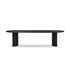 Paden Dining Table in Aged Black Acacia / Aged Black Acacia Solid front studio view - Whats New Furniture Portland OR