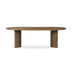 Paden Dining Table in Worn Oak Veneer front studio view - Whats New Furniture Portland OR