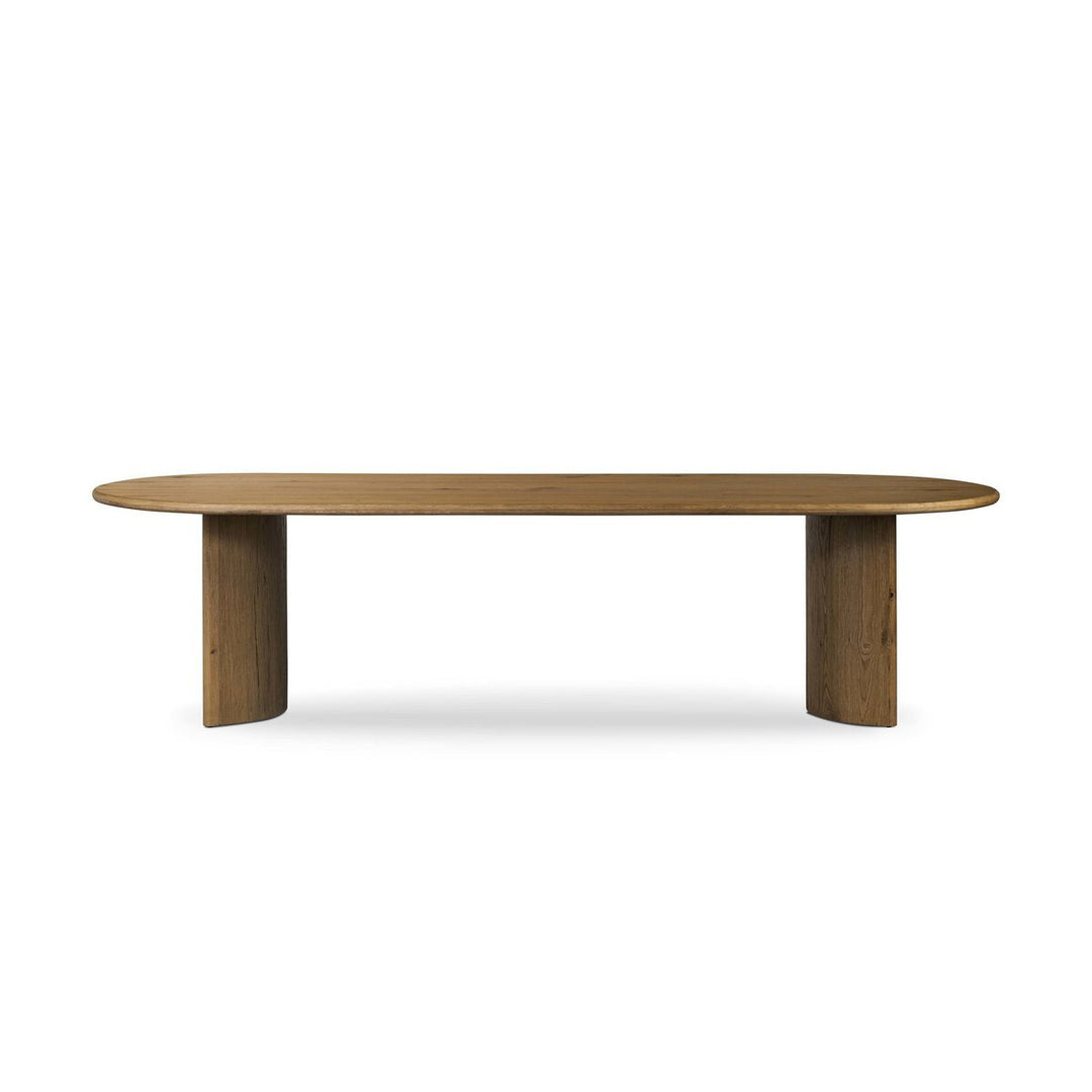 Paden Dining Table in Worn Oak / Worn Oak Veneer front studio view - Whats New Furniture Portland OR