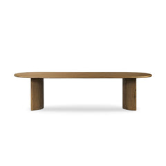 Paden Dining Table in Worn Oak / Worn Oak Veneer front studio view - Whats New Furniture Portland OR