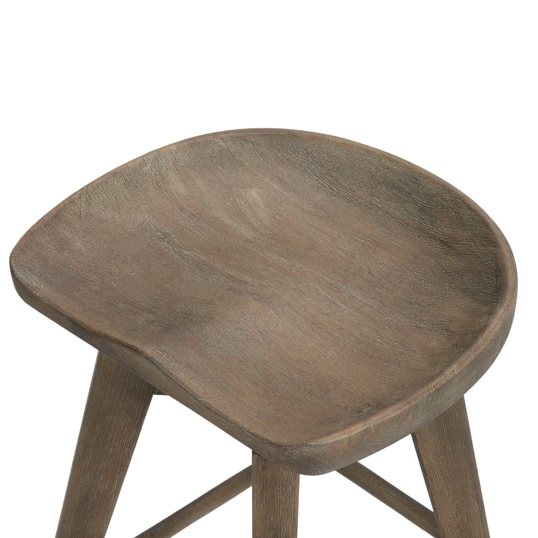 Paramore swivel counter stool scooped parawood seat detail in brushed shale grey - Whats New Furniture Portland