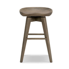 Paramore swivel counter stool in brushed shale grey, front studio view showing scooped seat - Whats New Furniture Portland