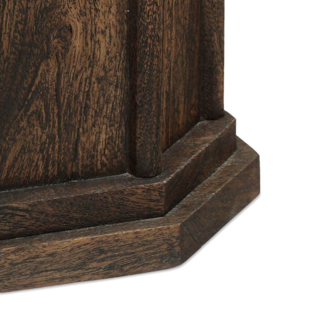 Pavlo End Table in Brown Marble detail view 4 - Whats New Furniture Portland OR