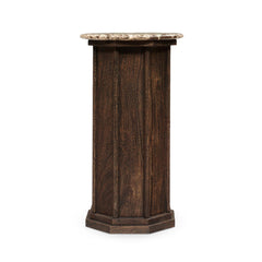 Pavlo End Table in Brown Marble detail view - Whats New Furniture Portland OR