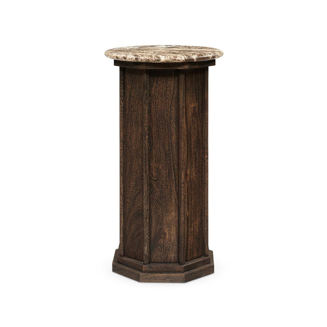 Pavlo End Table in Brown Marble front studio view - Whats New Furniture Portland OR