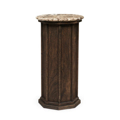 Pavlo End Table in Brown Marble three-quarter view - Whats New Furniture Portland OR