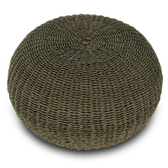 Phoenix Outdoor Accent Stool Faux Olive Hyacinth wicker weave detail view - Whats New Furniture Portland OR