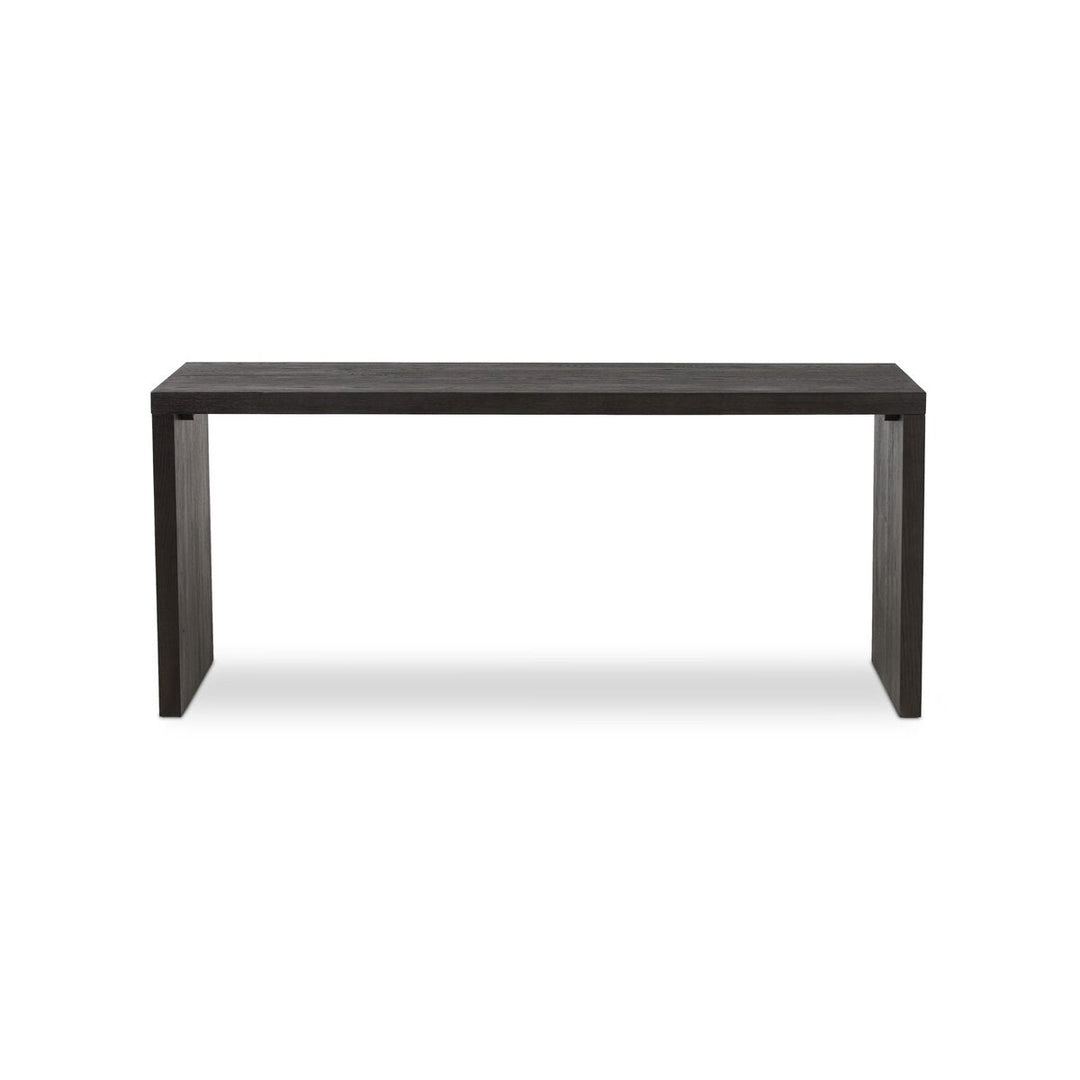 Posada Desk in Worn Black Oak Veneer front studio view - Whats New Furniture Portland OR
