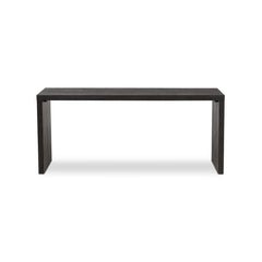 Posada Desk in Worn Black Oak Veneer front studio view - Whats New Furniture Portland OR