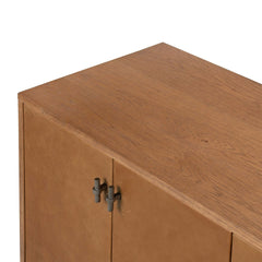 Posada Media Console in Amber Oak Veneer sixth detail view - Whats New Furniture Portland OR