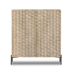 Raffael Bar Cabinet Carved Stonewash Grey Mango - Bar Cabinet by Four Hands - What&