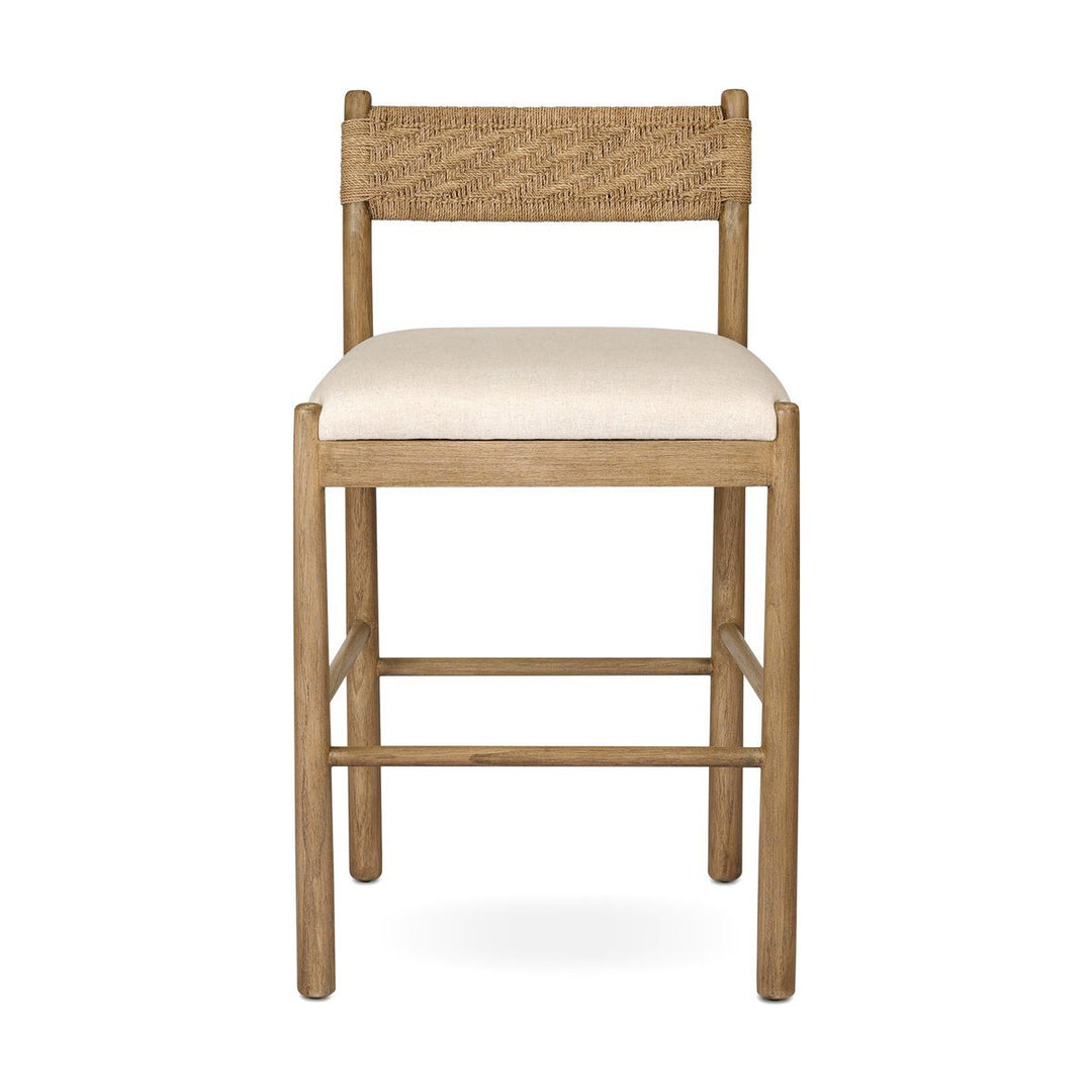 Raynor Bar Counter Stool in Lynchart Sand / Natural Mindi / Natural Agel / Bar front studio view - Whats New Furniture Portland OR