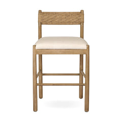 Raynor Bar Counter Stool in Lynchart Sand / Natural Mindi / Natural Agel / Bar front studio view - Whats New Furniture Portland OR