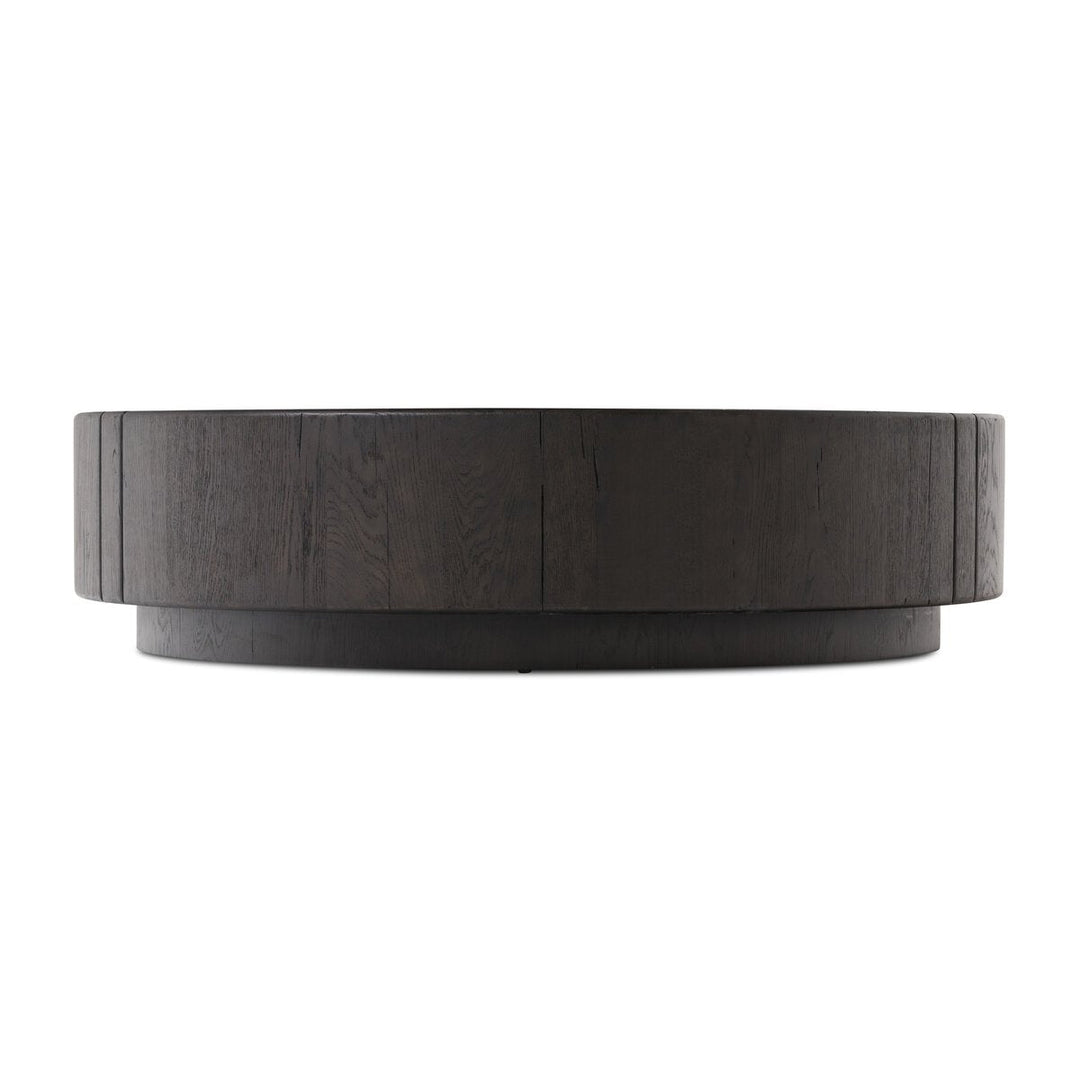 Renan Coffee Table in Dark Espresso Reclaimed French Oak side studio view - Whats New Furniture Portland OR