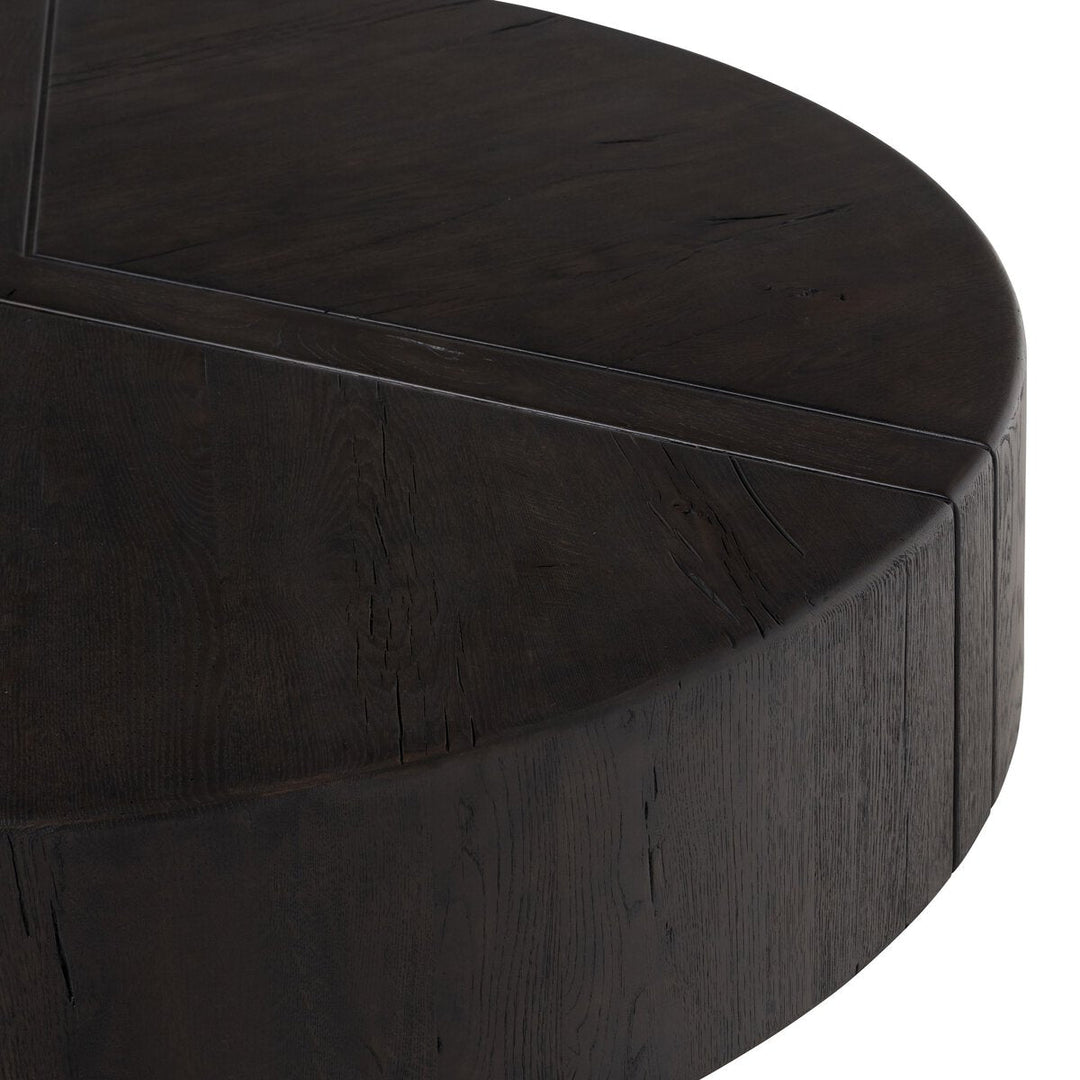 Renan Coffee Table in Dark Espresso Reclaimed French Oak reclaimed grain detail view - Whats New Furniture Portland OR