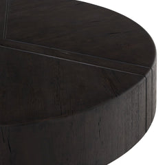 Renan Coffee Table in Dark Espresso Reclaimed French Oak reclaimed grain detail view - Whats New Furniture Portland OR