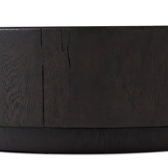 Renan Coffee Table in Dark Espresso Reclaimed French Oak top edge detail view - Whats New Furniture Portland OR