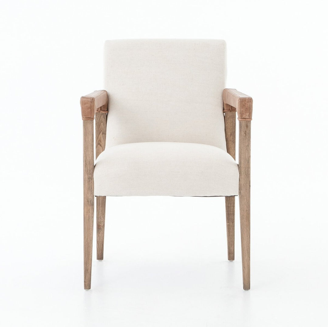 Reuben Dining Chair in Harbor Natural alternate front view - dining arm chair by Four Hands - Whats New Furniture Portland OR