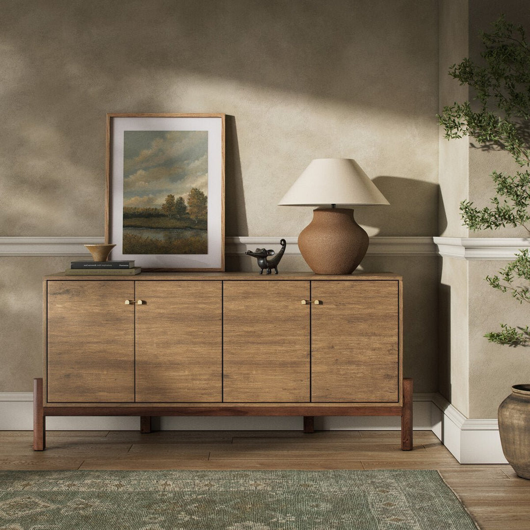 Reza Sideboard in Smoked Honey back studio view - Whats New Furniture Portland OR
