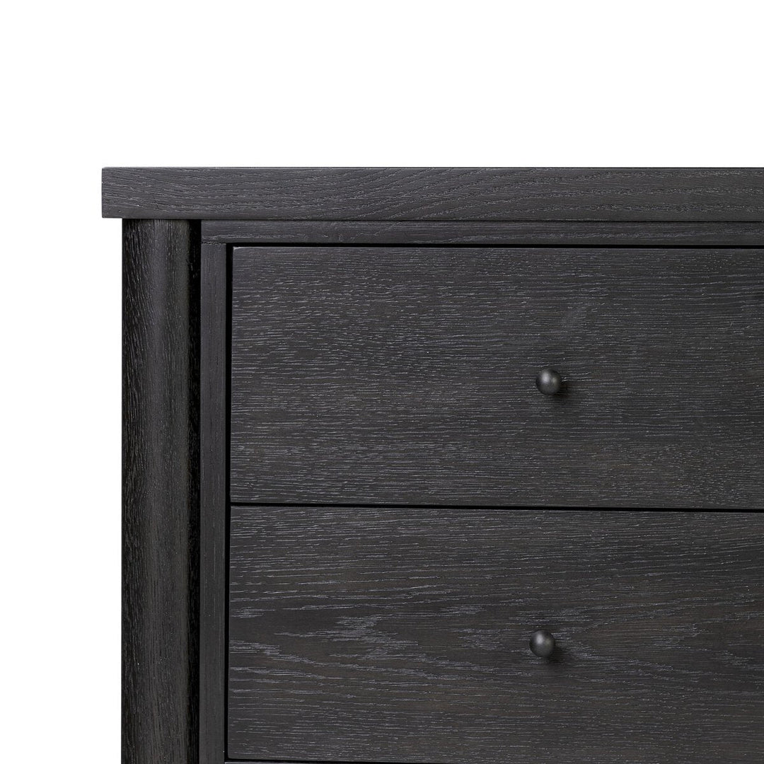 Roark Media Console in Ebony Oak Veneer detail view - Whats New Furniture Portland OR