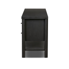 Roark Media Console in Ebony Oak Veneer side view - Whats New Furniture Portland OR