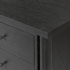 Roark Media Console in Ebony Oak Veneer detail view - Whats New Furniture Portland OR