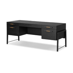 Rosedale Executive Desk in Ebony Oak Veneer three-quarter view - Whats New Furniture Portland OR