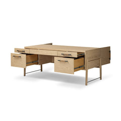 Rosedale Executive Desk in Yucca Oak Veneer detail view - Whats New Furniture Portland OR