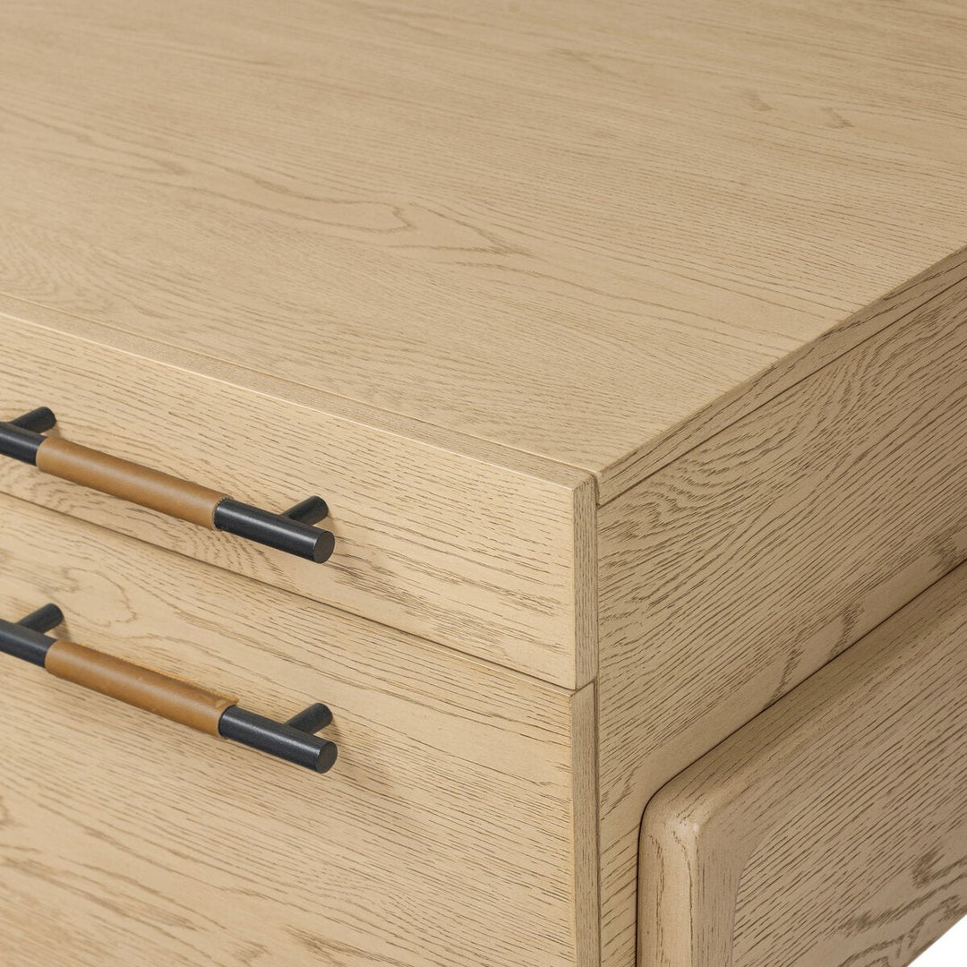 Rosedale Executive Desk in Yucca Oak Veneer detail view - Whats New Furniture Portland OR