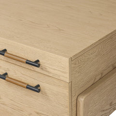 Rosedale Executive Desk in Yucca Oak Veneer detail view - Whats New Furniture Portland OR
