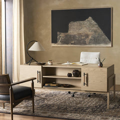 Rosedale Executive Desk in Yucca Oak Veneer back view - Whats New Furniture Portland OR