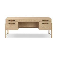 Rosedale Executive Desk in Yucca Oak Veneer front studio view - Whats New Furniture Portland OR