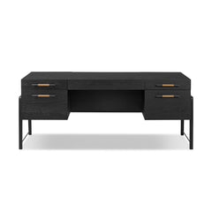 Rosedale Executive Desk in Ebony Oak Veneer front studio view - Whats New Furniture Portland OR
