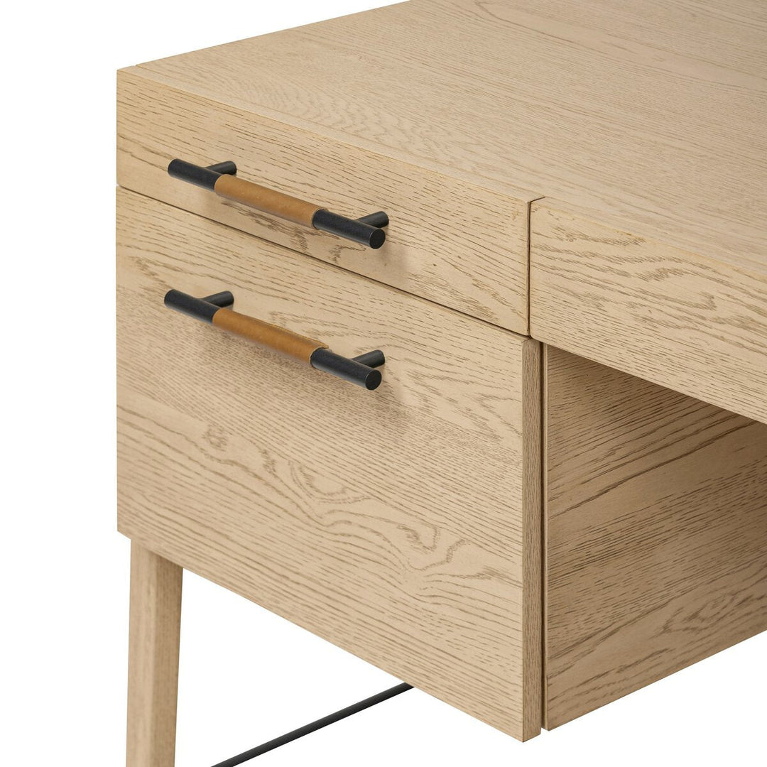 Rosedale Executive Desk in Yucca Oak Veneer detail view - Whats New Furniture Portland OR