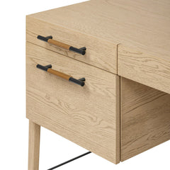 Rosedale Executive Desk in Yucca Oak Veneer detail view - Whats New Furniture Portland OR