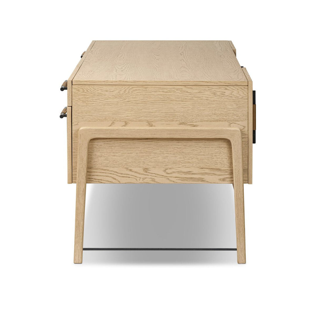 Rosedale Executive Desk in Yucca Oak Veneer side view - Whats New Furniture Portland OR