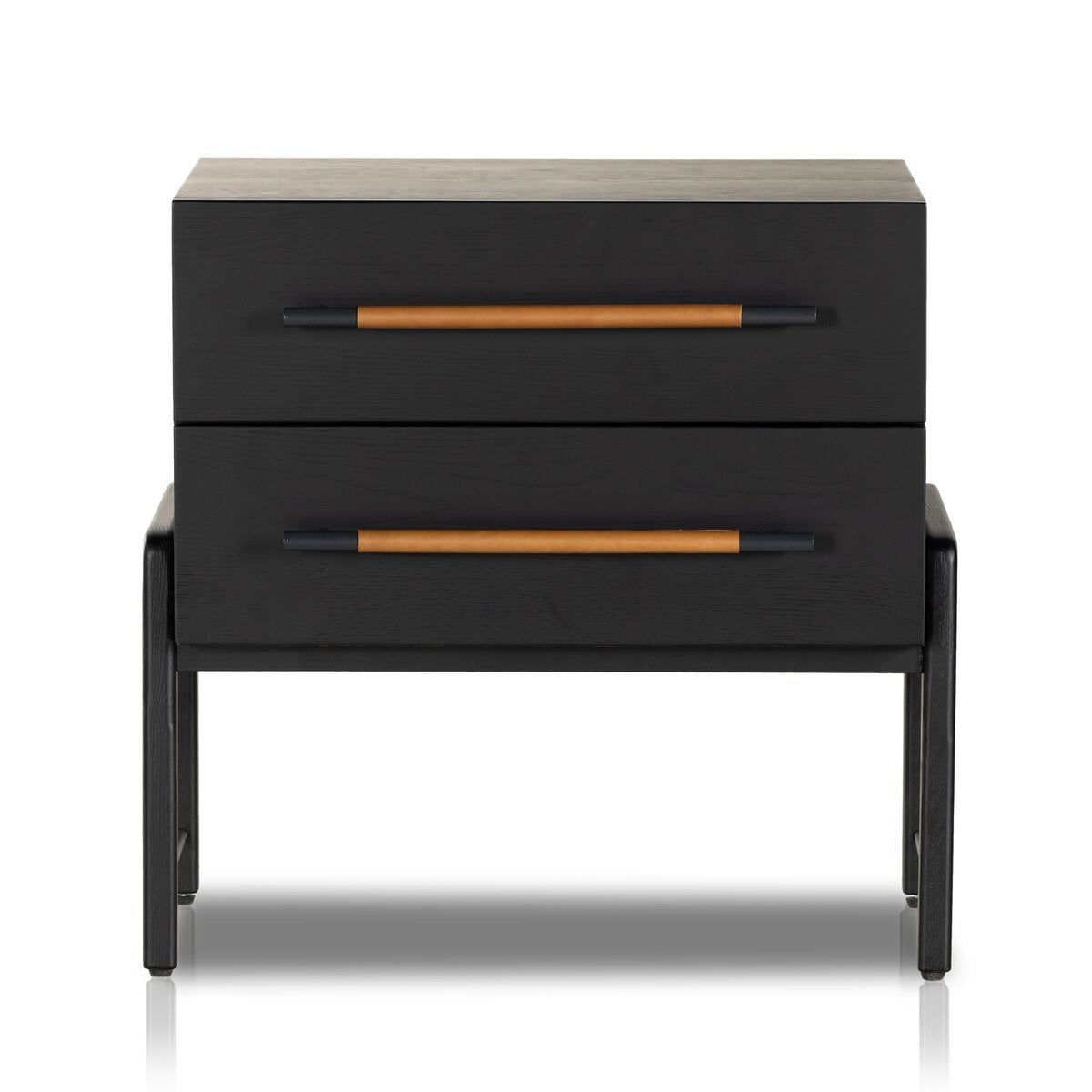 Rosedale Nightstand in Ebony Oak Veneer front studio view - Whats New Furniture Portland OR