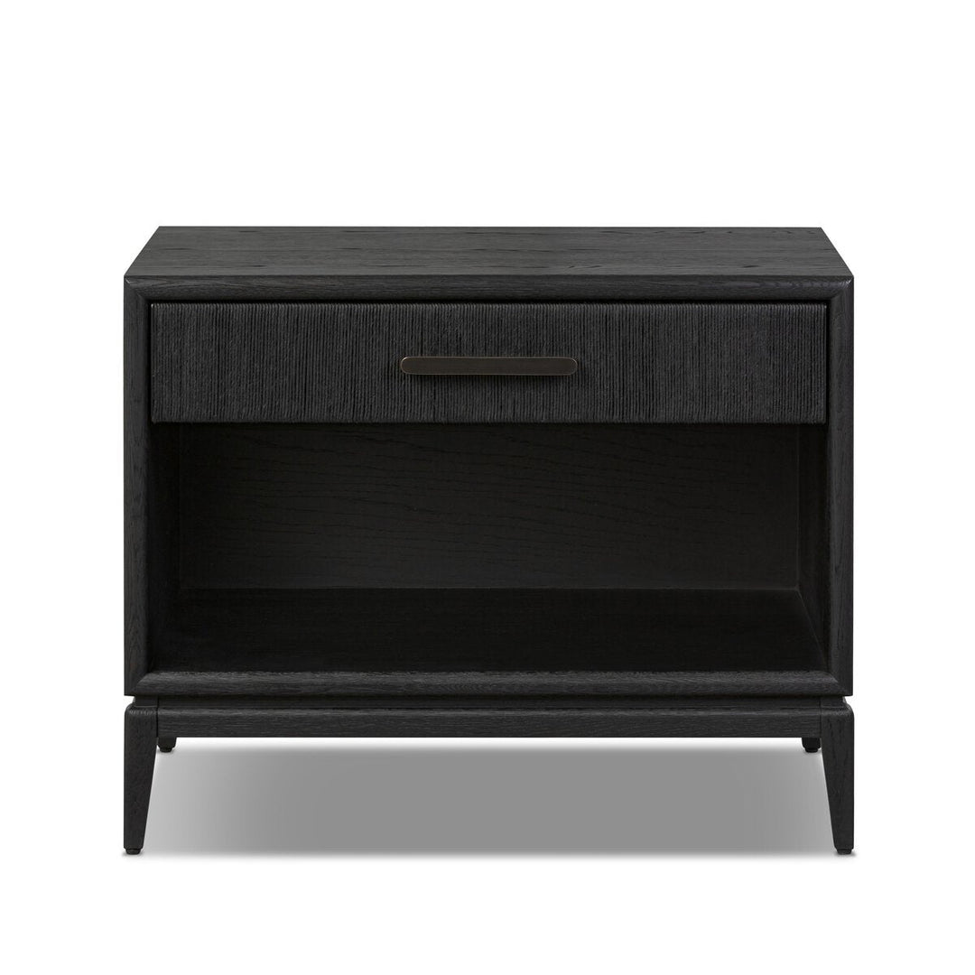Rosenell Open Nightstand in Black Oak Veneer front studio view - Whats New Furniture Portland OR