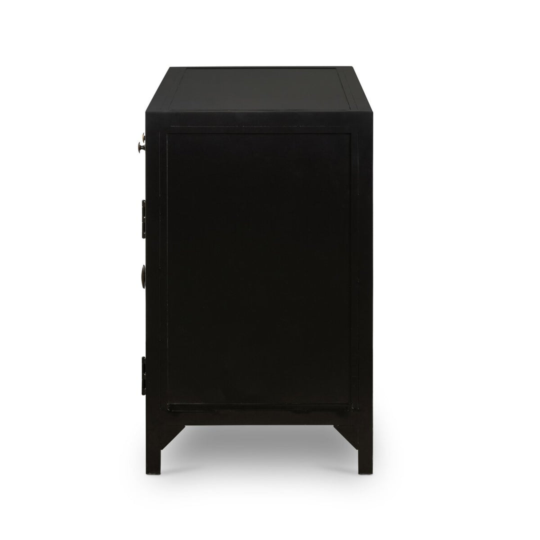 Shadow Box Media Console in Black side studio view - Whats New Furniture Portland OR