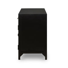 Shadow Box Media Console in Black side studio view - Whats New Furniture Portland OR