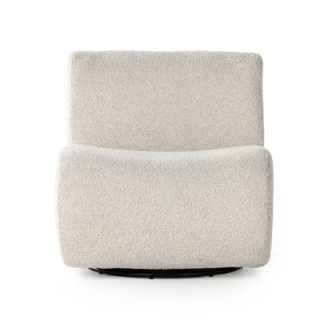 Siedell Swivel Chair in Sheldon Ivory front studio view - Whats New Furniture Portland OR