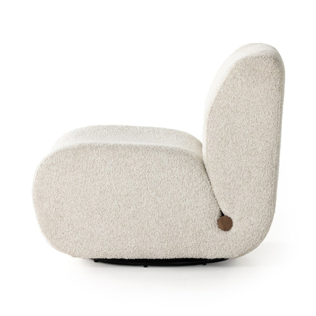 Siedell Swivel Chair in Sheldon Ivory side view - Whats New Furniture Portland OR