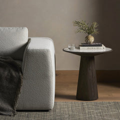 Skye End Table in White Marble back view - Whats New Furniture Portland OR